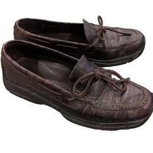 Cole Haan Gunnison Brown Embossed Slip On Driver Loafers Men's Size 10.5-lp